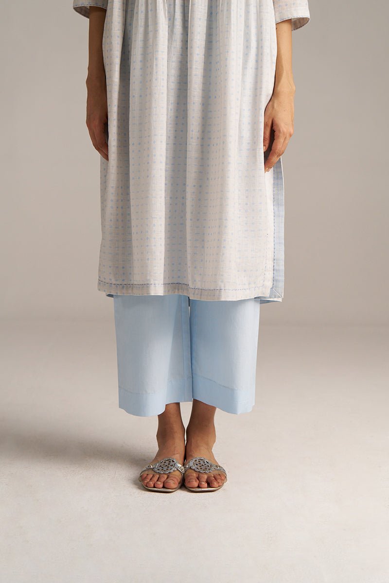 Baby Blue and Off-White Dotted Print Co-ord Set