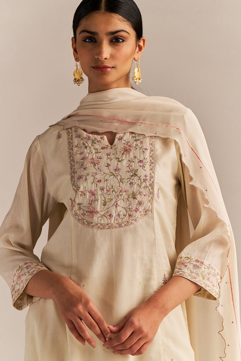 Buttercream Embroidered Kurta Set