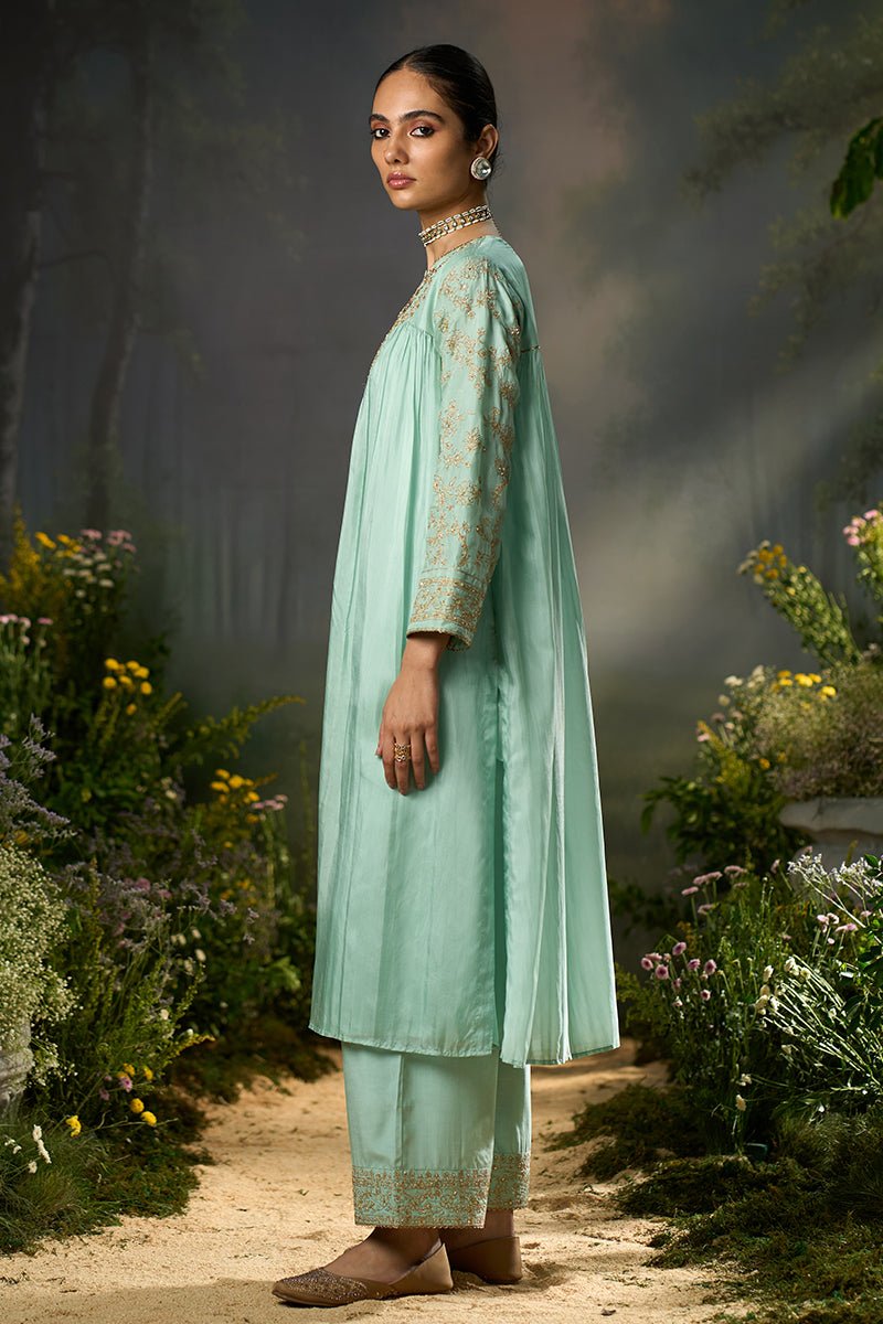 Dusty Aqua Festive Kurta Set