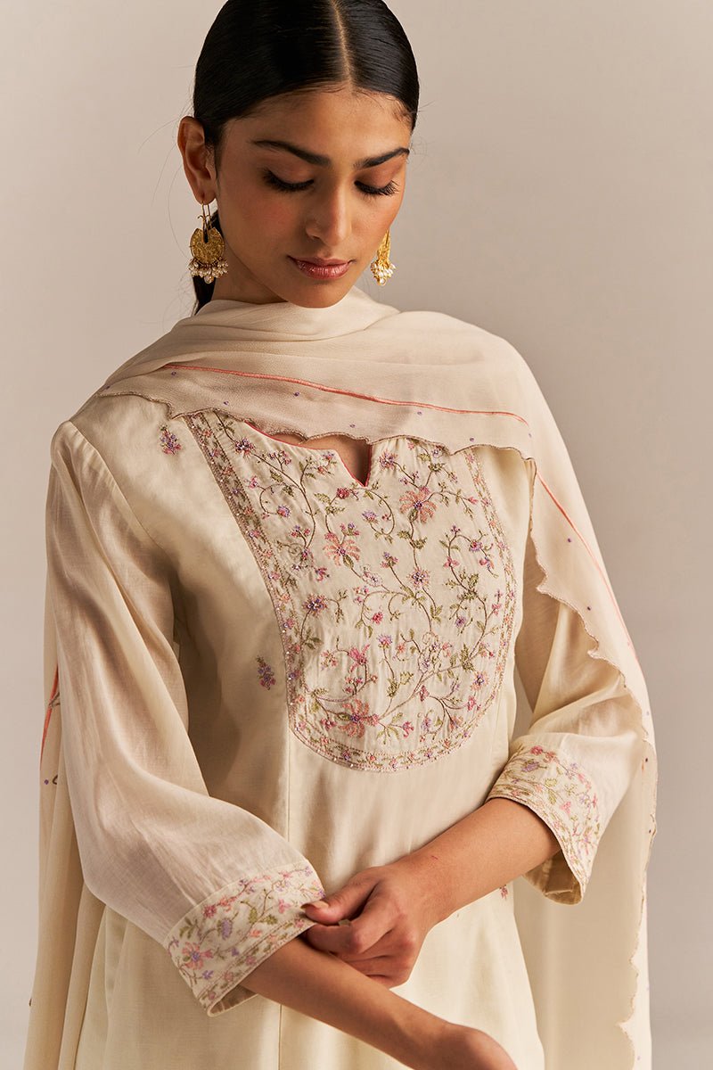 Buttercream Embroidered Kurta Set
