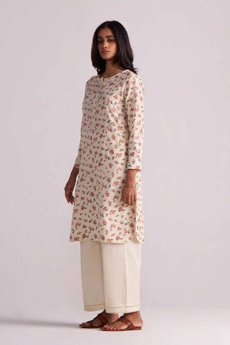 Cream and Pink Tiny Floral Hand-Print Co-ord Set