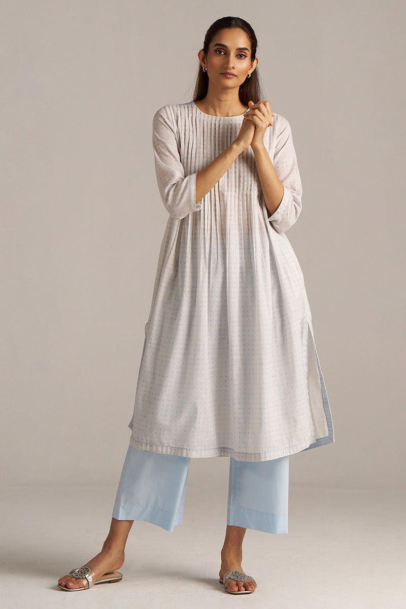 Baby Blue and Off-White Dotted Print Co-ord Set