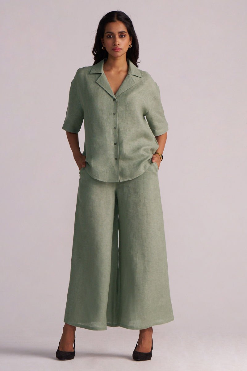 Lily Pad Green Pure Linen Co-ord Set