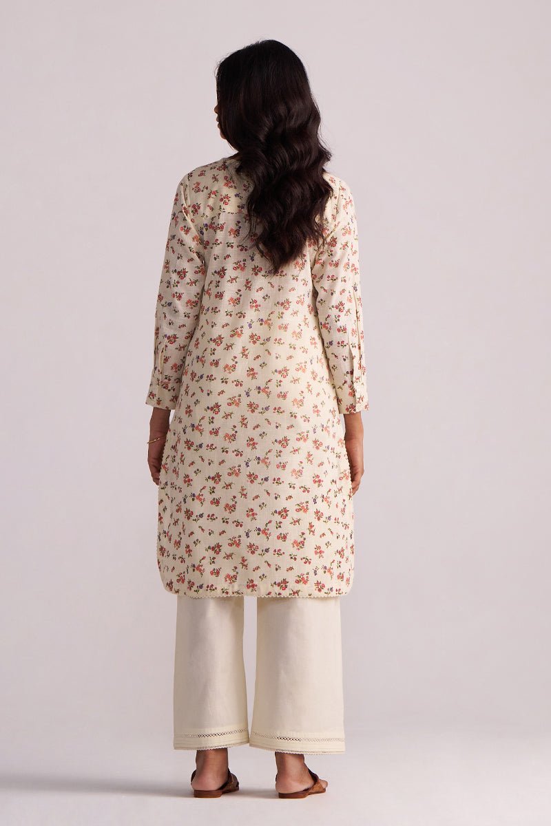 Cream and Pink Tiny Floral Hand-Print Co-ord Set