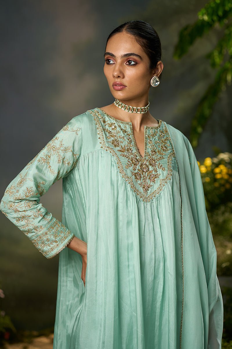 Dusty Aqua Festive Kurta Set