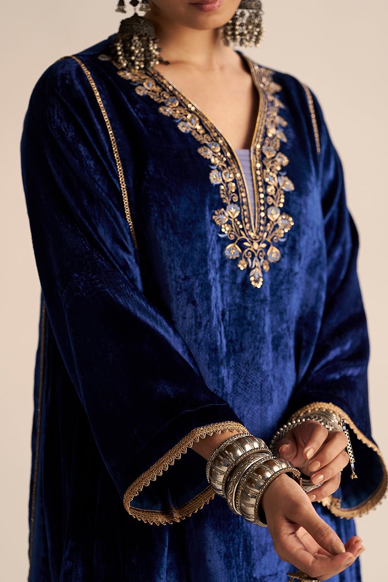 Monaco-Blue Velvet Festive Co-ord Set