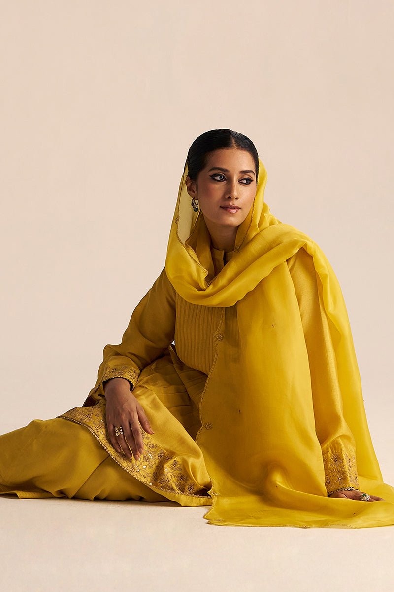 Bamboo Yellow Festive Kurta Set