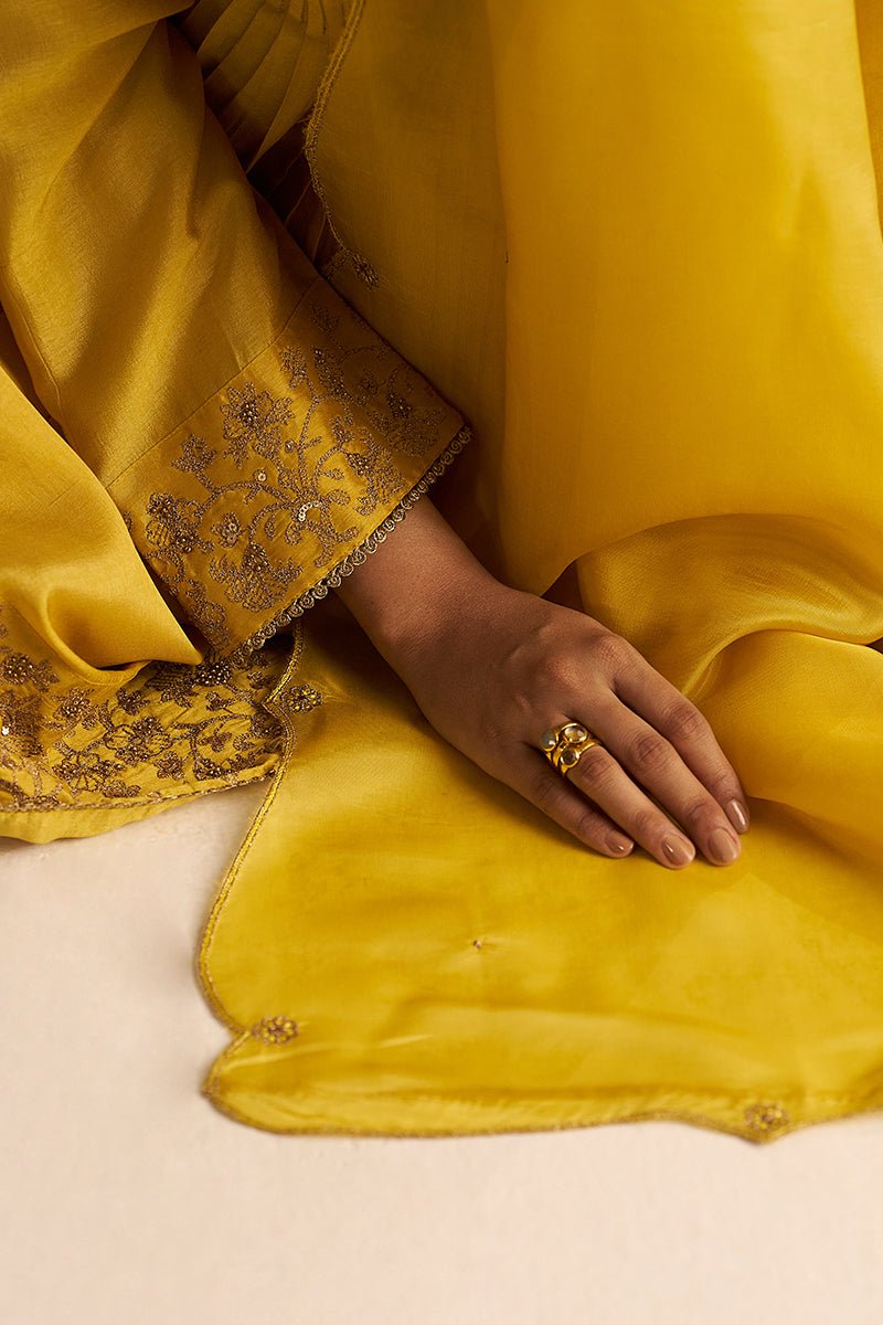 Bamboo Yellow Festive Kurta Set