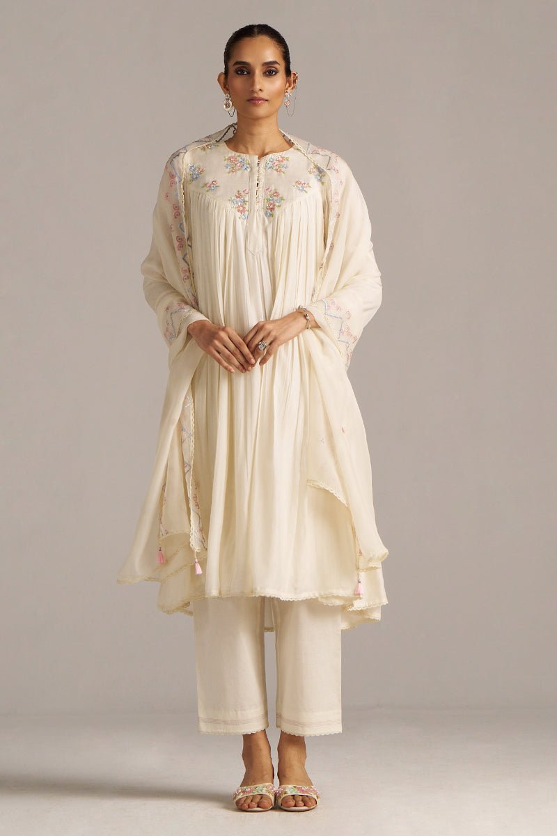 Ivory Bemberg Silk Festive Kurta Set
