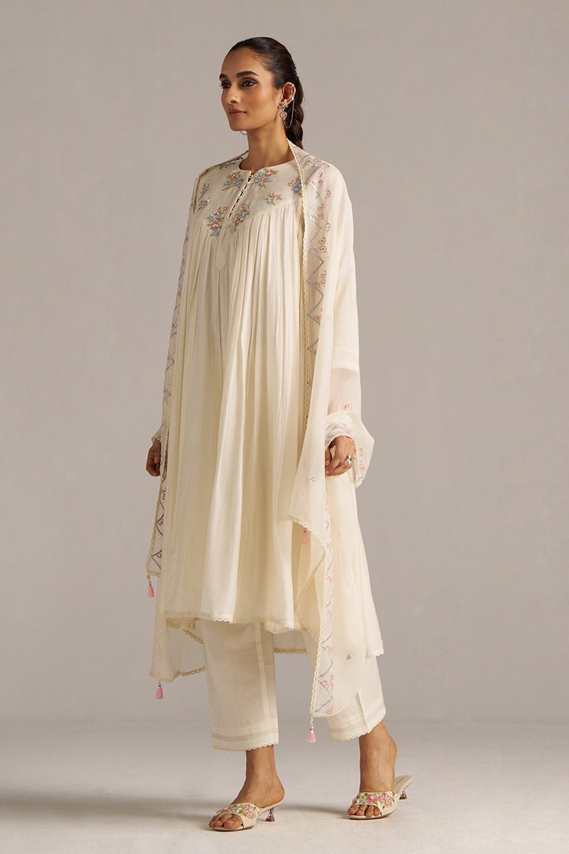 Ivory Bemberg Silk Festive Kurta Set