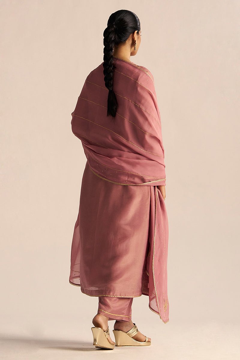 Nostalgia Rose Tissue Silk Festive Kurta Set