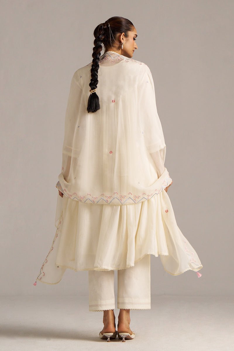 Ivory Bemberg Silk Festive Kurta Set