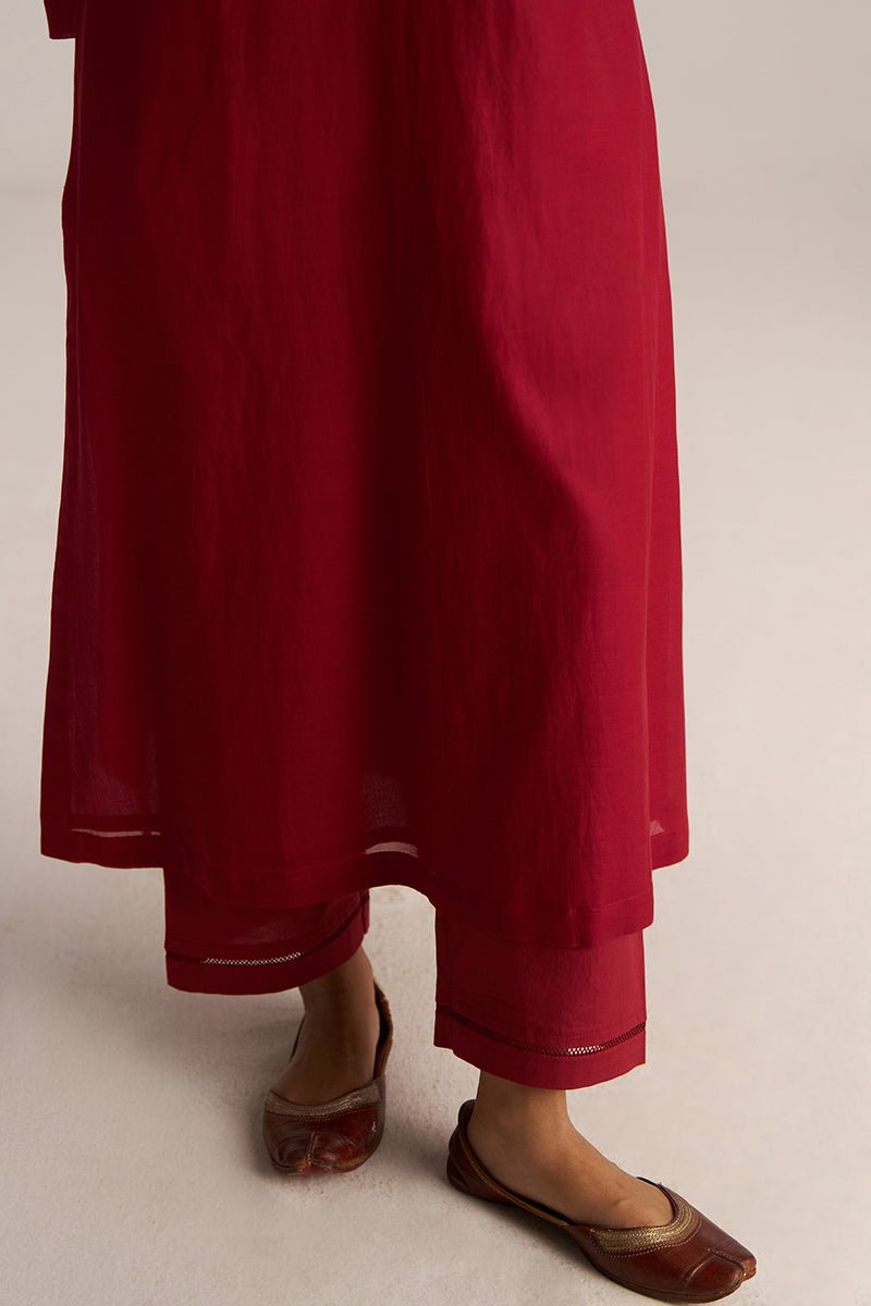 Maroon Embroidery Kurta Set