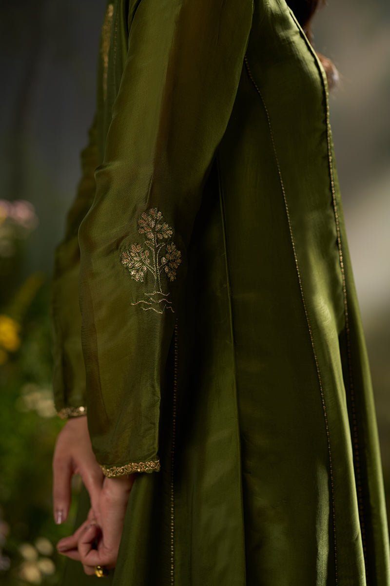 Mehandi Green Silk Festive Kurta Set