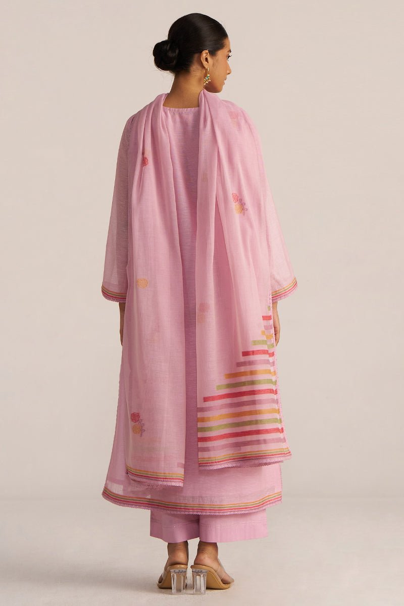 Fragrant Lilac Woven Chanderi Linen Kurta Set
