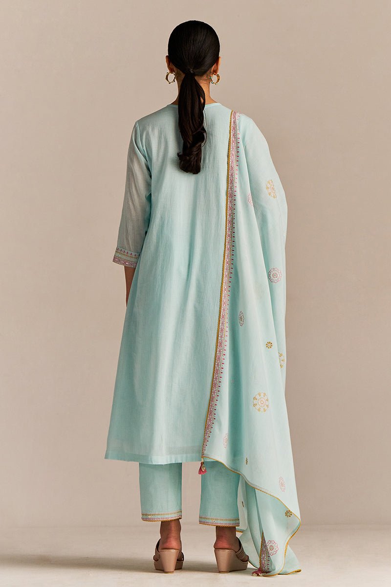 Fair Aqua Mul-Mul Kurta Set
