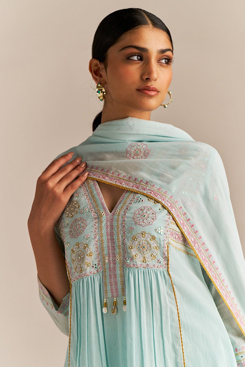 Fair Aqua Mul-Mul Kurta Set