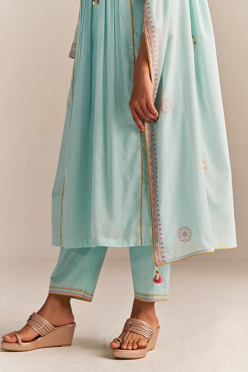 Fair Aqua Mul-Mul Kurta Set