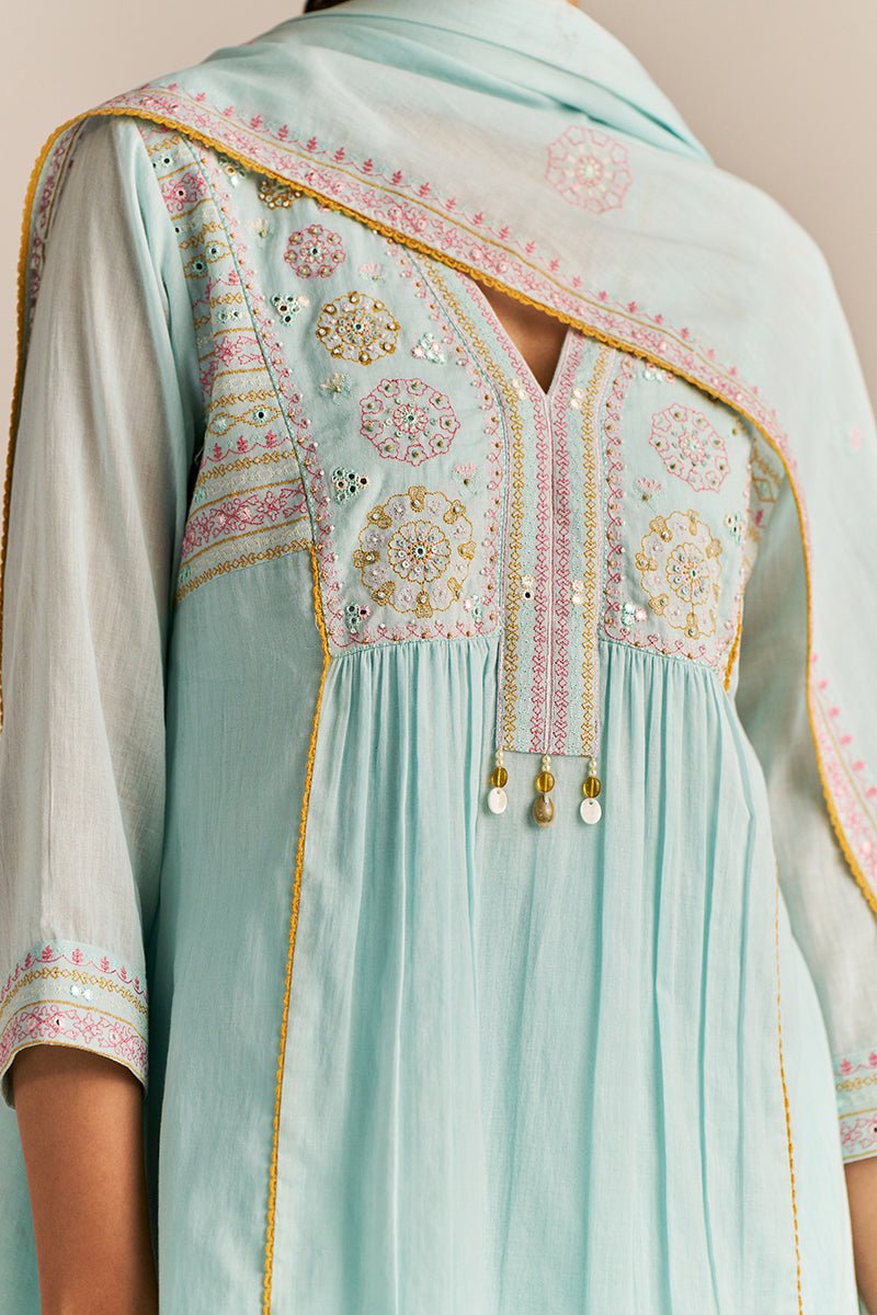 Fair Aqua Mul-Mul Kurta Set