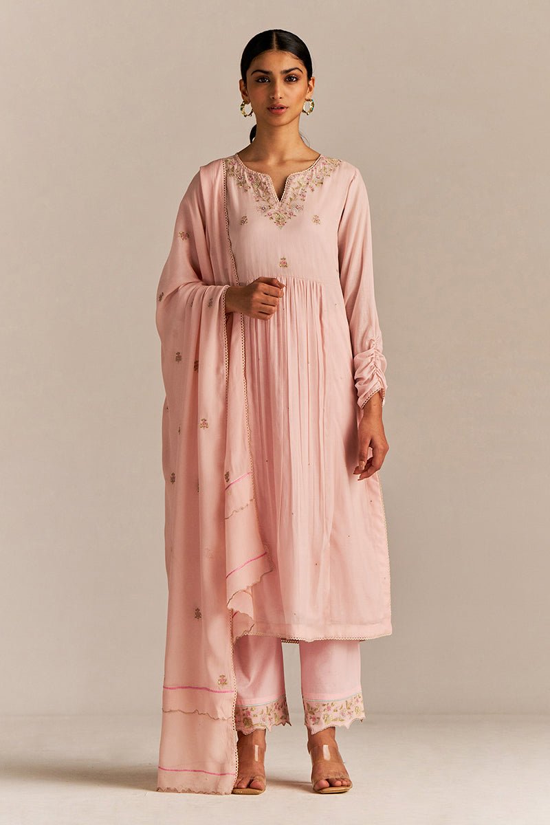 Crystal Pink Embroidered Kurta Set