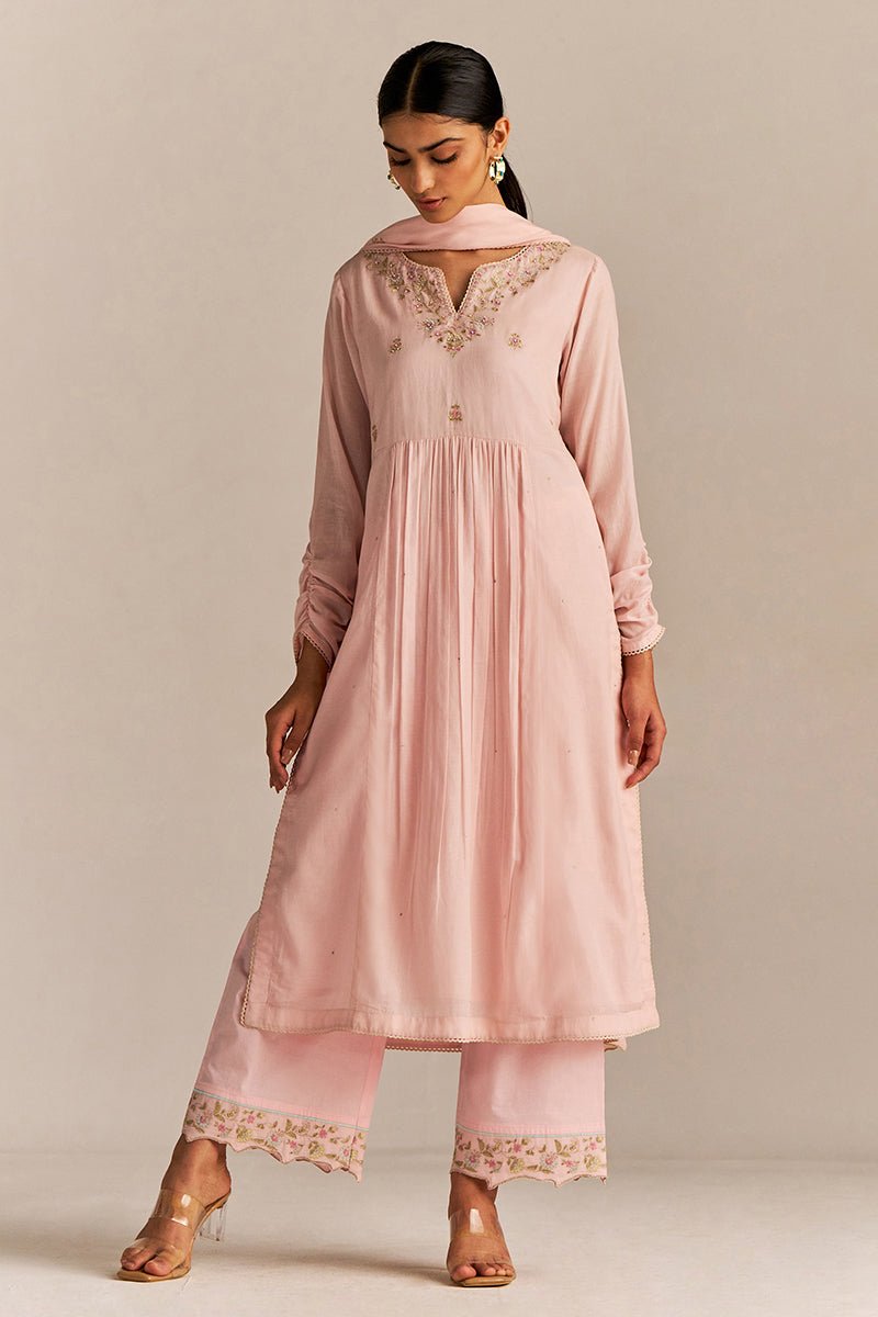Crystal Pink Embroidered Kurta Set