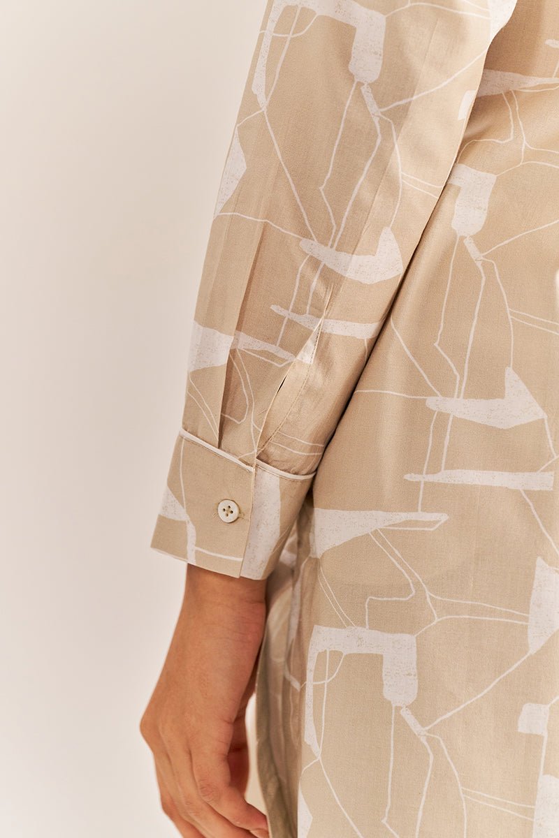 Beige and White Abstract Co-ord Set