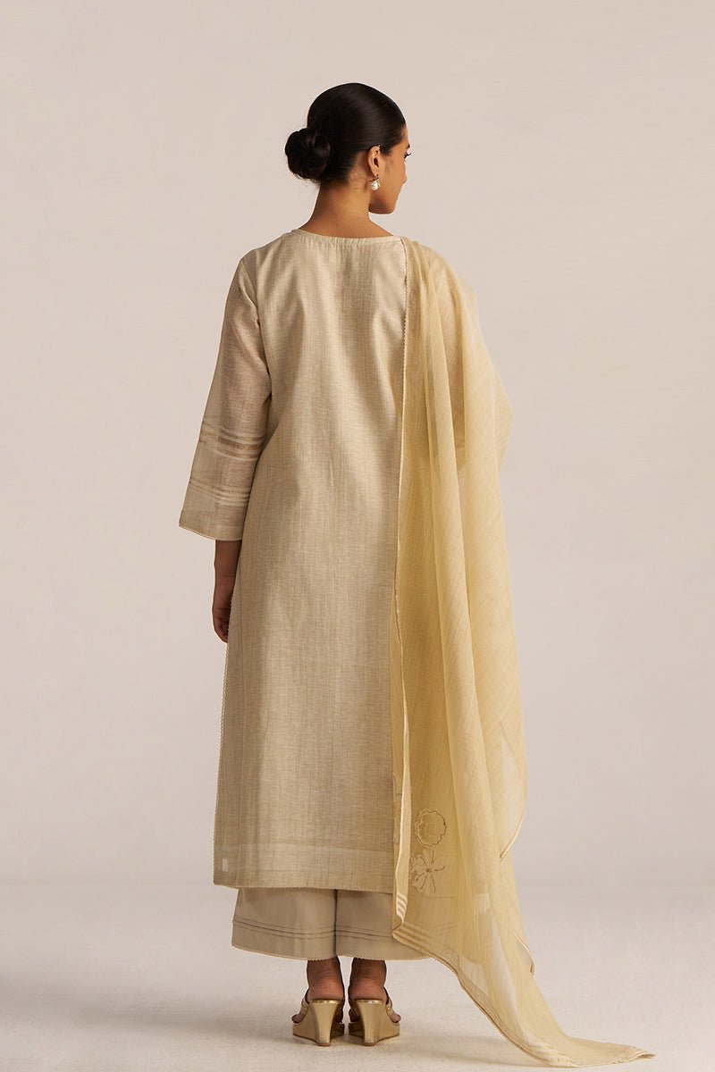 Fog Beige Woven Kurta Set