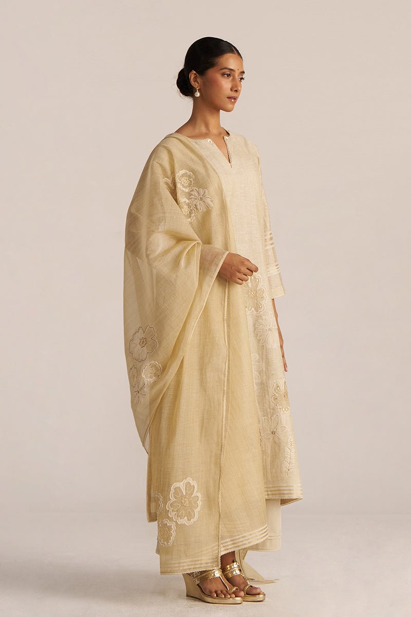 Fog Beige Woven Kurta Set