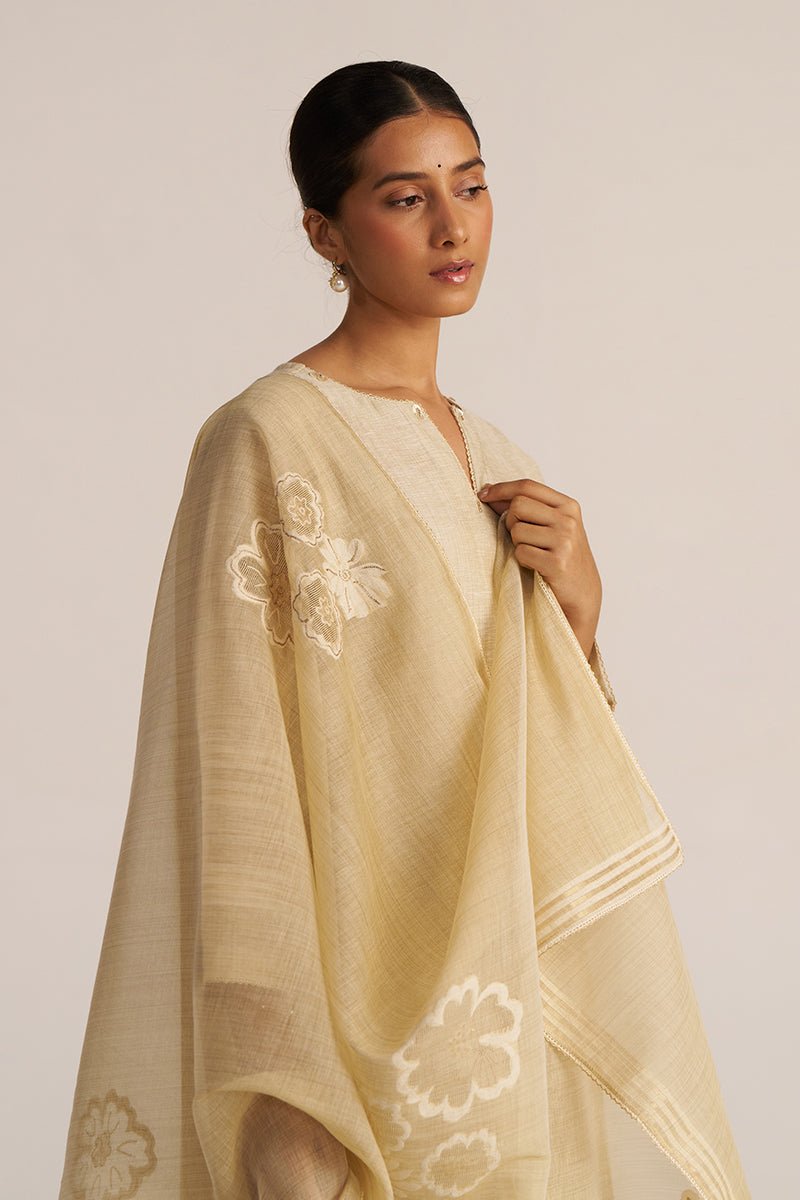 Fog Beige Woven Kurta Set