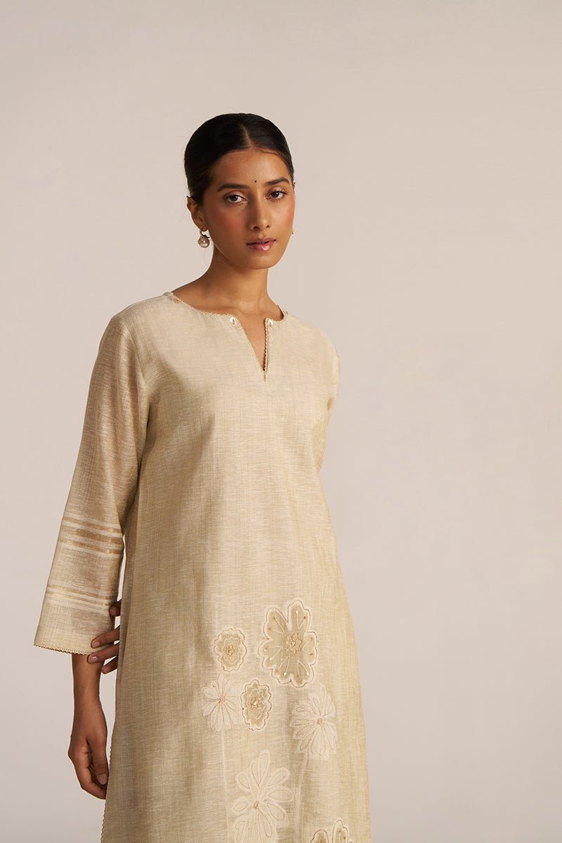 Fog Beige Woven Kurta Set