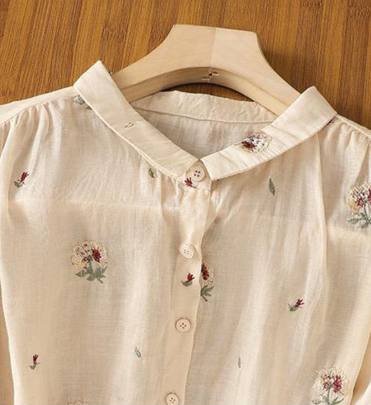 Cotton Floral Embroidered Comfortable Shirt