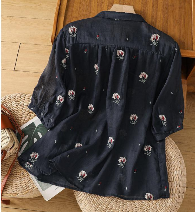 Cotton Floral Embroidered Comfortable Shirt