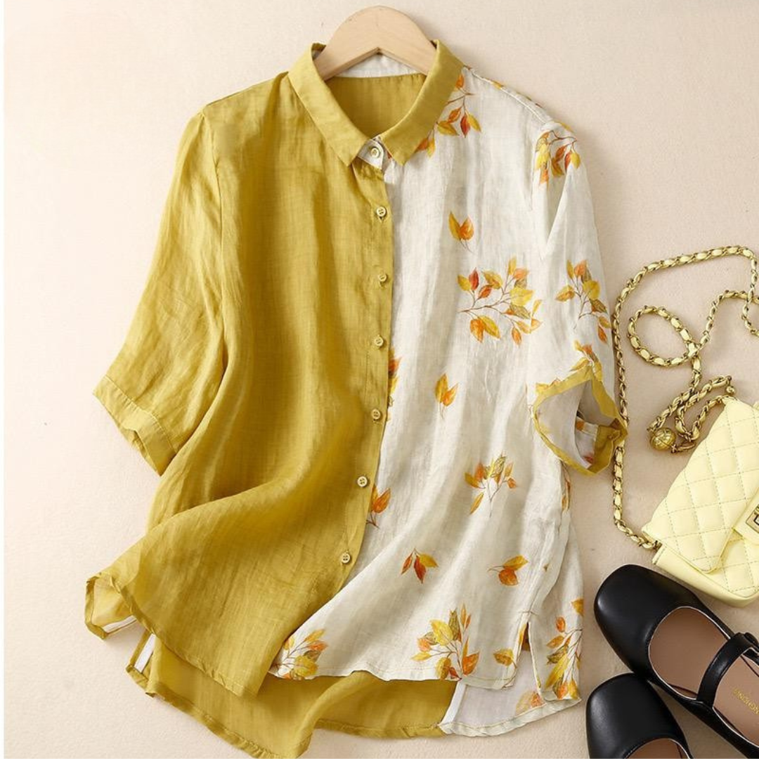 Pure Cotton Half Floral Printed Women Shirt