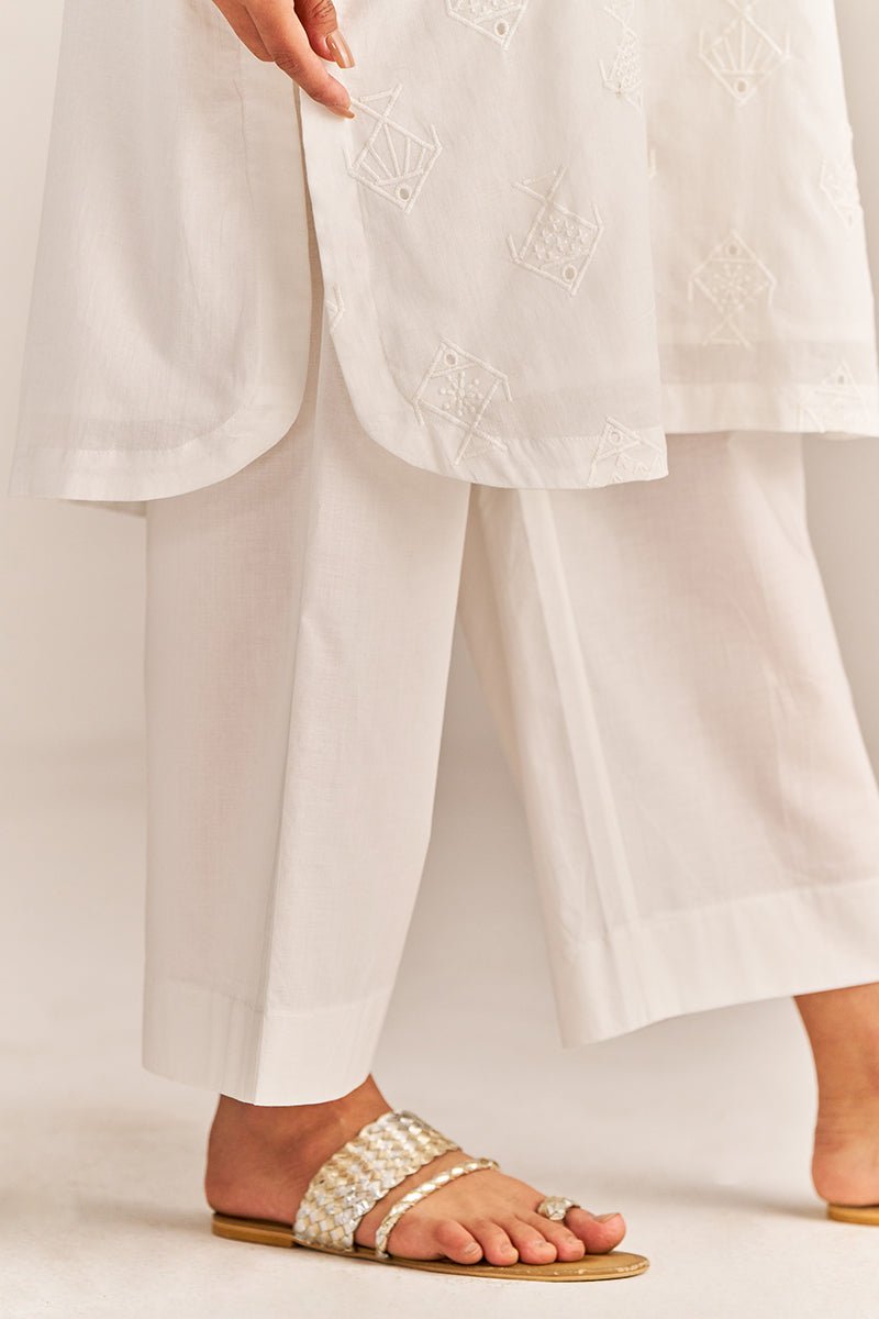 White Mul Embroidered Co-ord Set