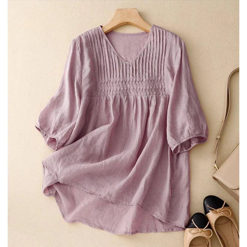Pure Linen Cotton Pleated Comfortable tunic