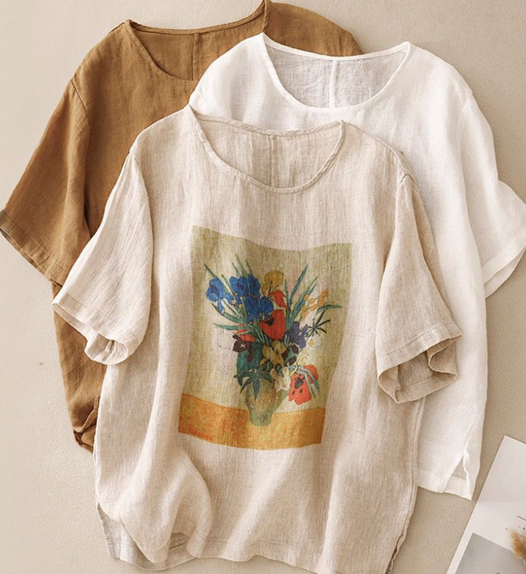 Pure Cotton Round Neck Printed Top T-Shirt