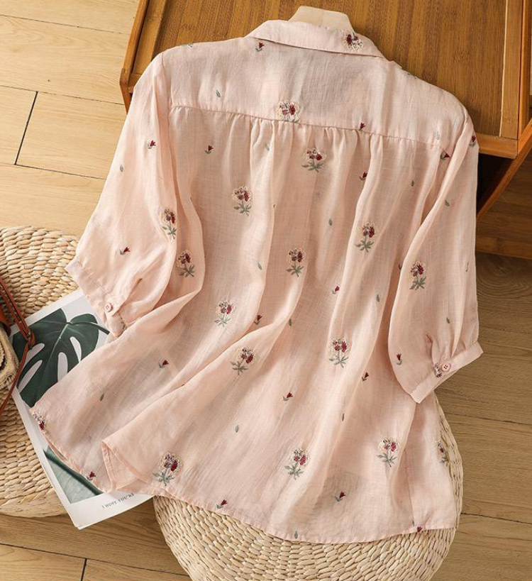Cotton Floral Embroidered Comfortable Shirt
