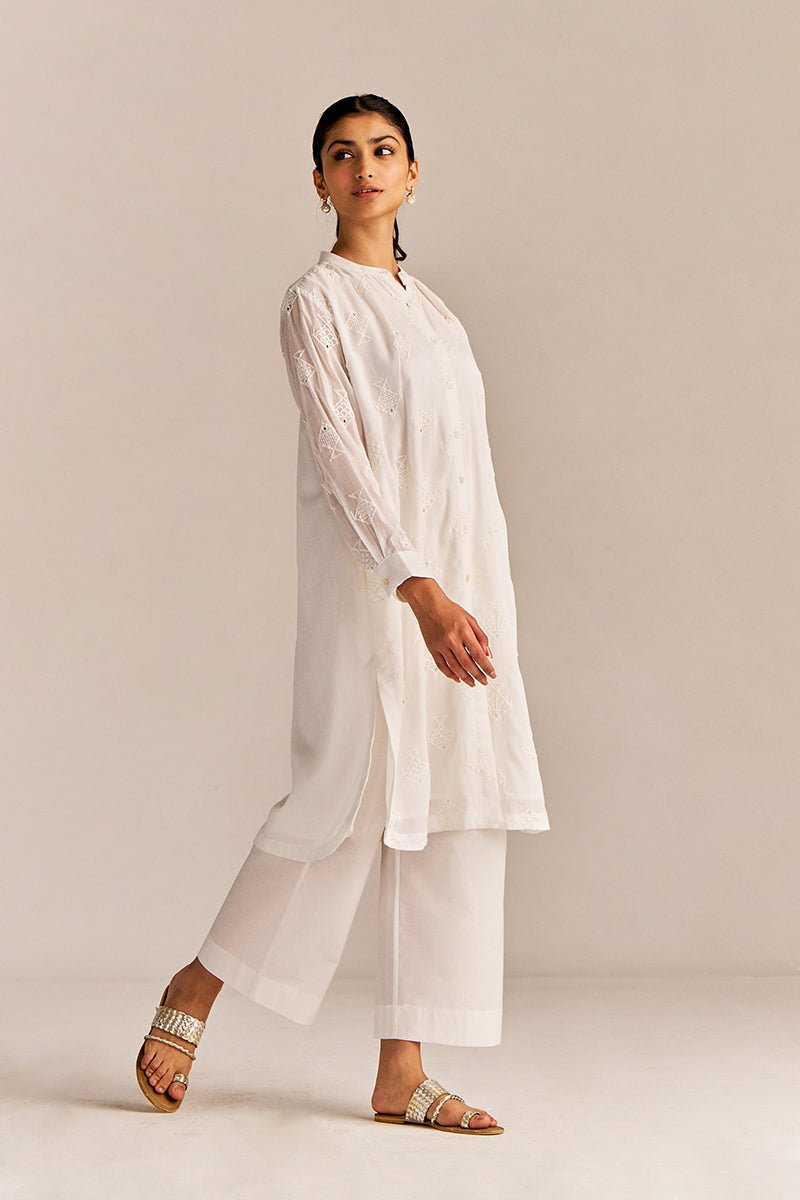 White Mul Embroidered Co-ord Set