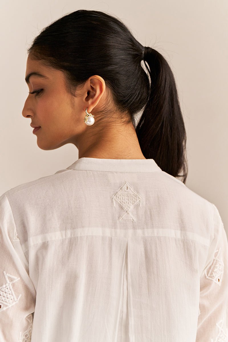 White Mul Embroidered Co-ord Set