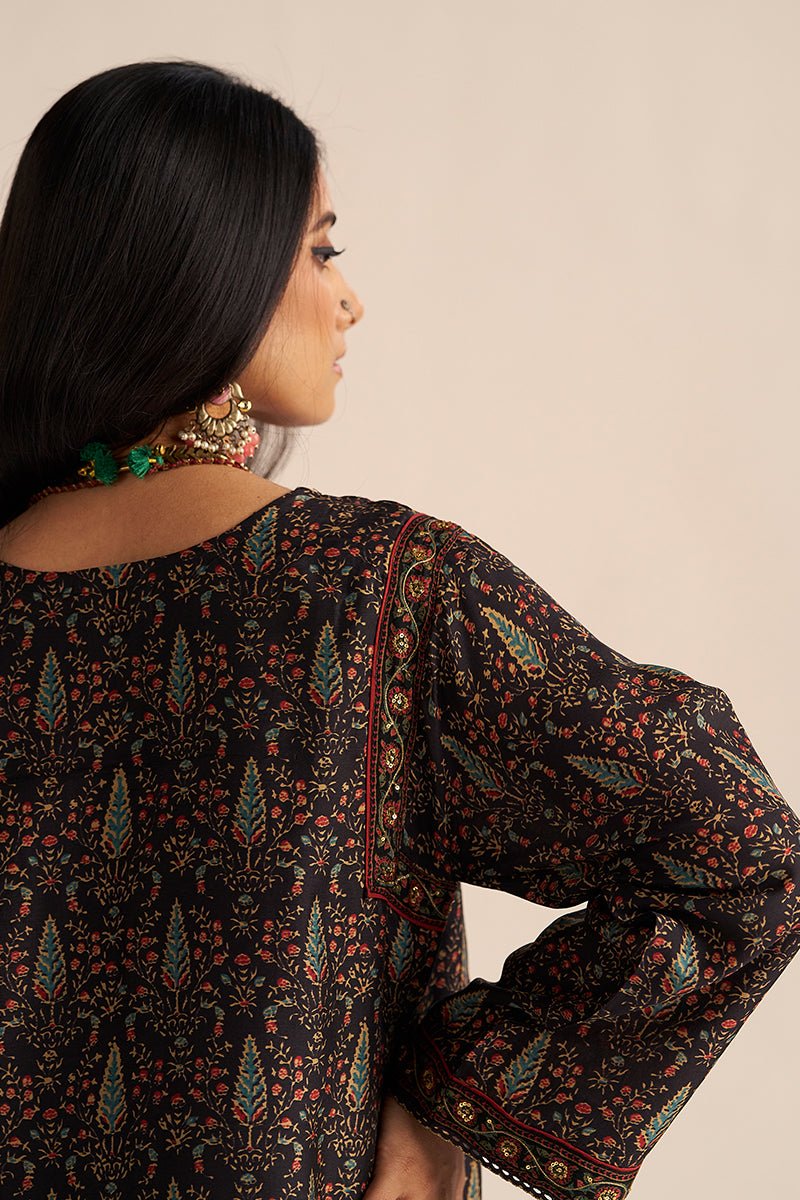 Black Silk Traditional Co-ord Set