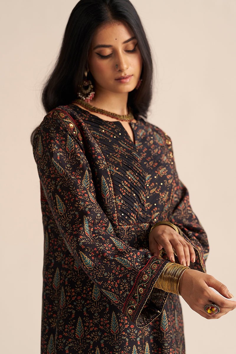 Black Silk Traditional Co-ord Set