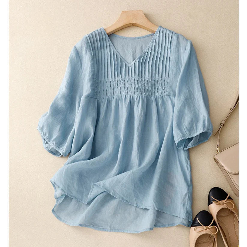 Pure Linen Cotton Pleated Comfortable tunic