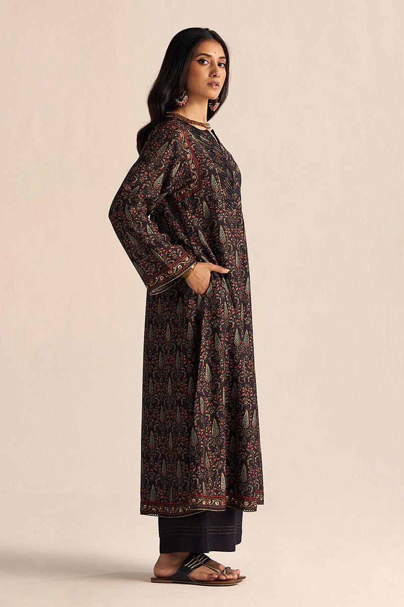 Black Silk Traditional Co-ord Set