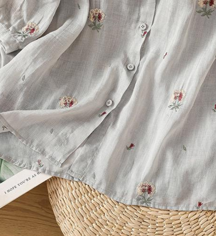 Cotton Floral Embroidered Comfortable Shirt