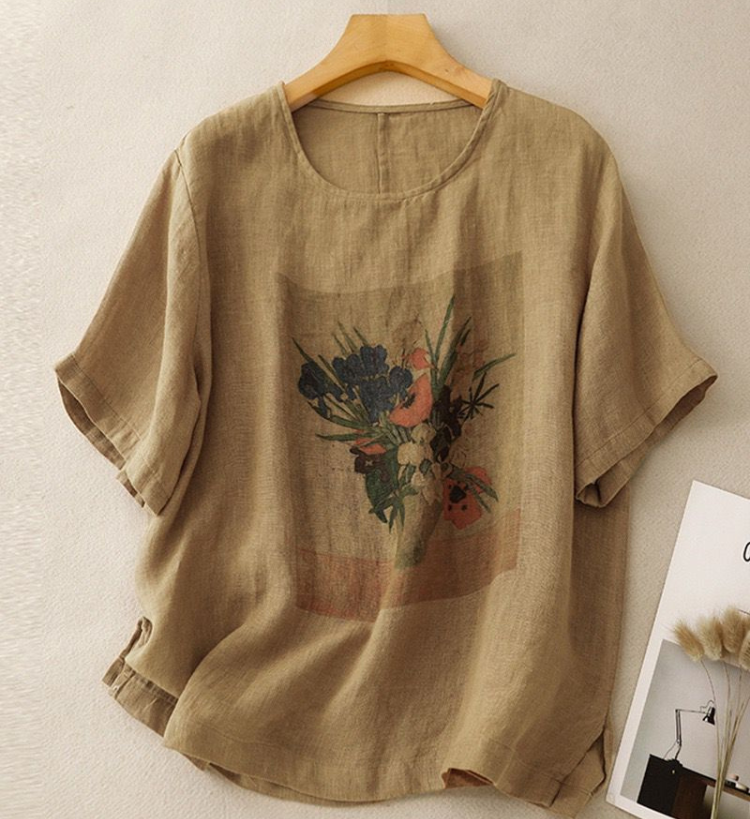 Pure Cotton Round Neck Printed Top T-Shirt