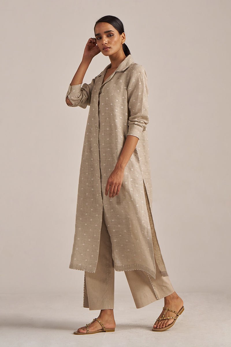 Undyed Natural Linen Hand-Printed Co-ord Set