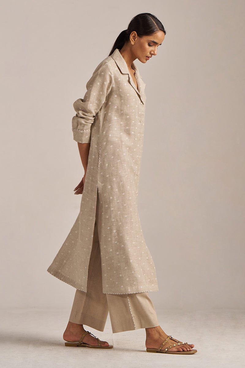 Undyed Natural Linen Hand-Printed Co-ord Set