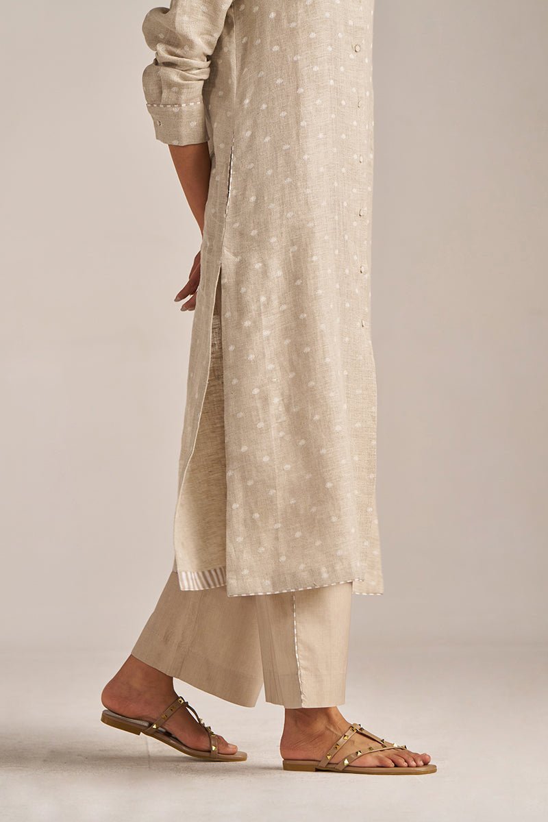 Undyed Natural Linen Hand-Printed Co-ord Set