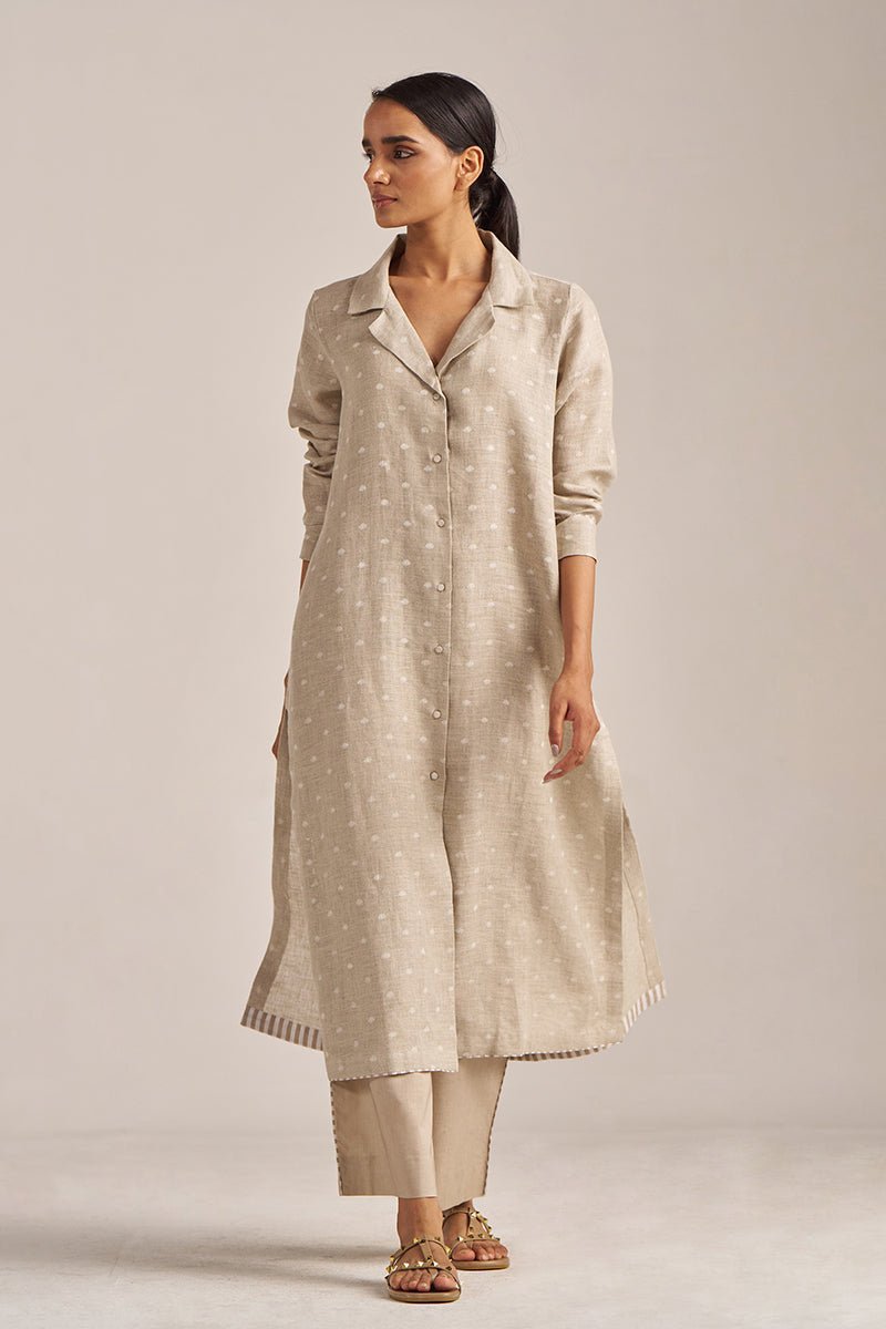 Undyed Natural Linen Hand-Printed Co-ord Set