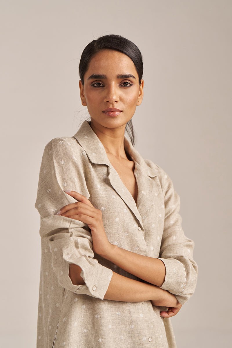 Undyed Natural Linen Hand-Printed Co-ord Set